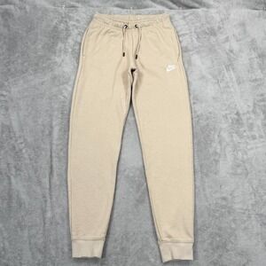 Nike Sportswear Essentials Fleece Sweatpants Womens XS Joggers Beige Athletic